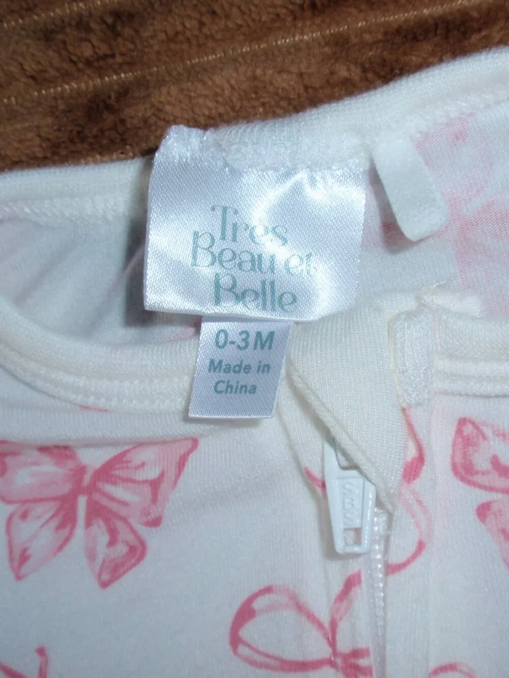 Tres Beau et Belle Baby Girl Footie One-Piece Pajamas Pink Bows Sz 0-3m Newborn